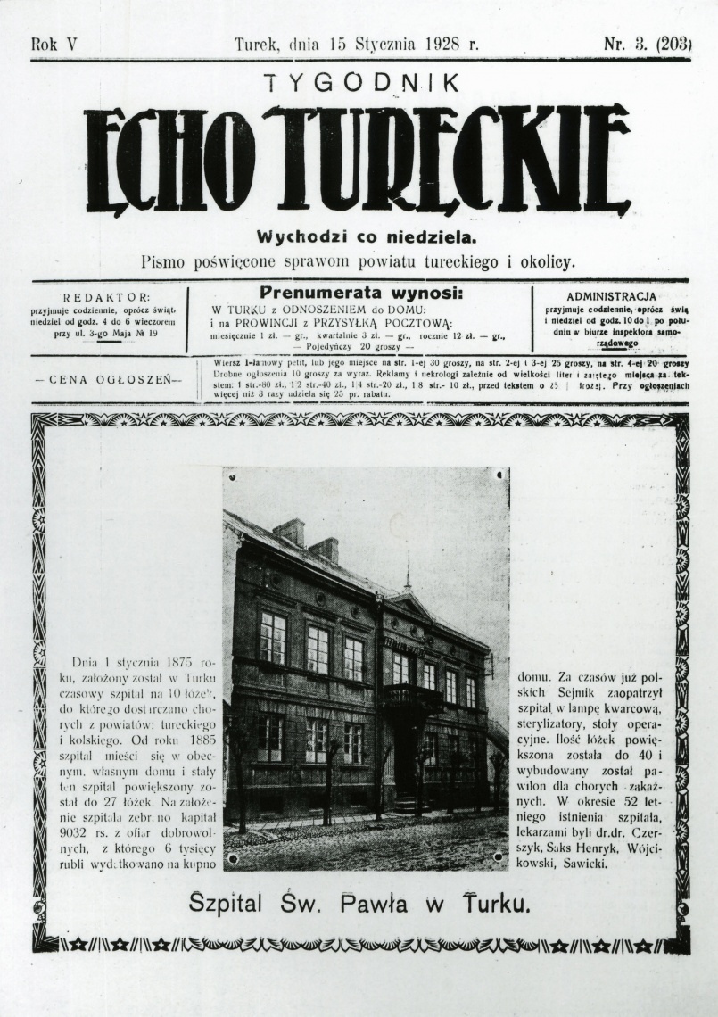 1928 Turek - Tygodnik Echo Tureckie